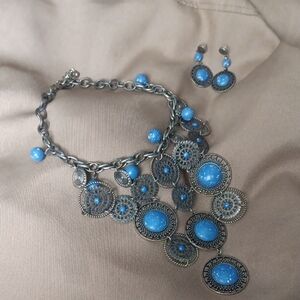 Chico's Blue and Silver Necklace Set
